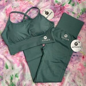 Brand New Activera High Waist Tummy Control Leggings & Padded Sports Bra Set
